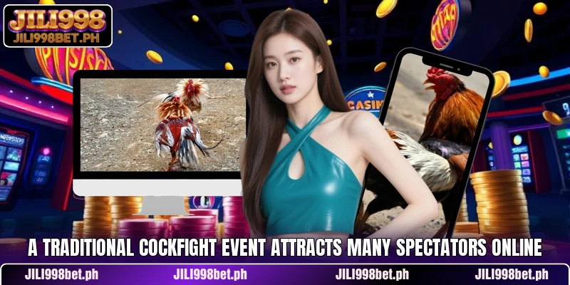 A traditional Cockfight event attracts many spectators online