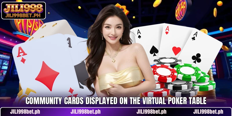 Community cards displayed on the virtual poker table