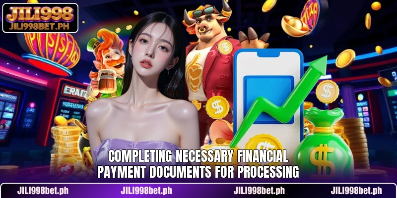 Completing necessary financial payment documents for processing