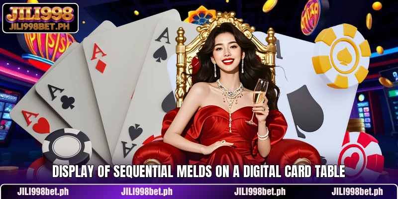 Display of sequential melds on a digital card table
