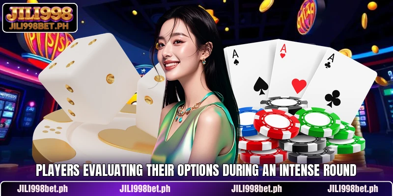 Players evaluating their options during an intense round