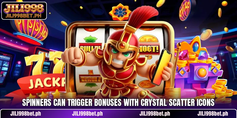 Spinners can trigger bonuses with crystal scatter icons