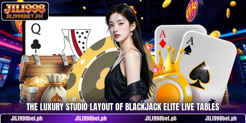 The luxury studio layout of Blackjack Elite Live tables