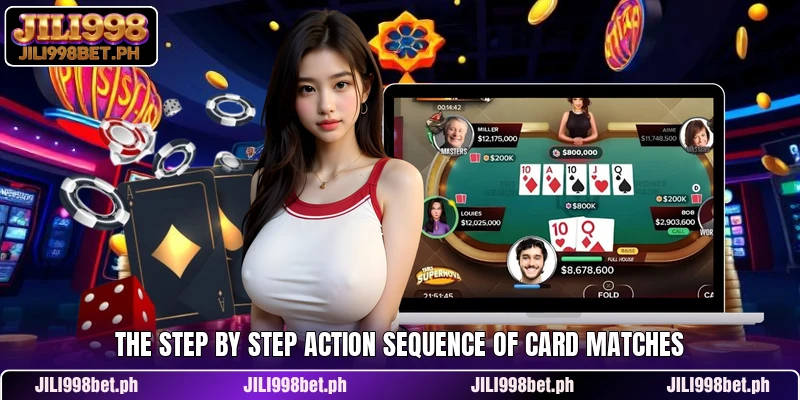 The step by step action sequence of card matches