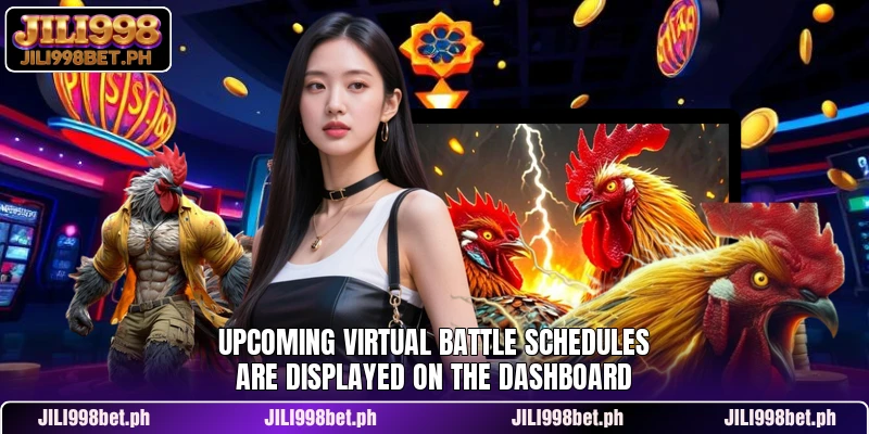 Upcoming virtual battle schedules are displayed on the dashboard