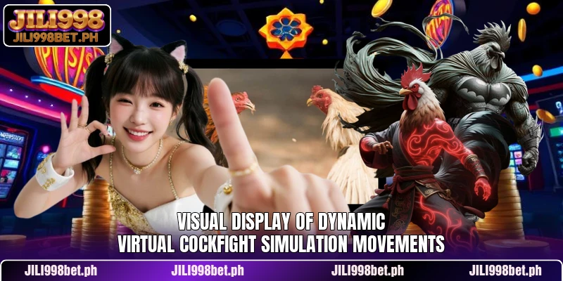 visual display of dynamic virtual cockfight simulation movements